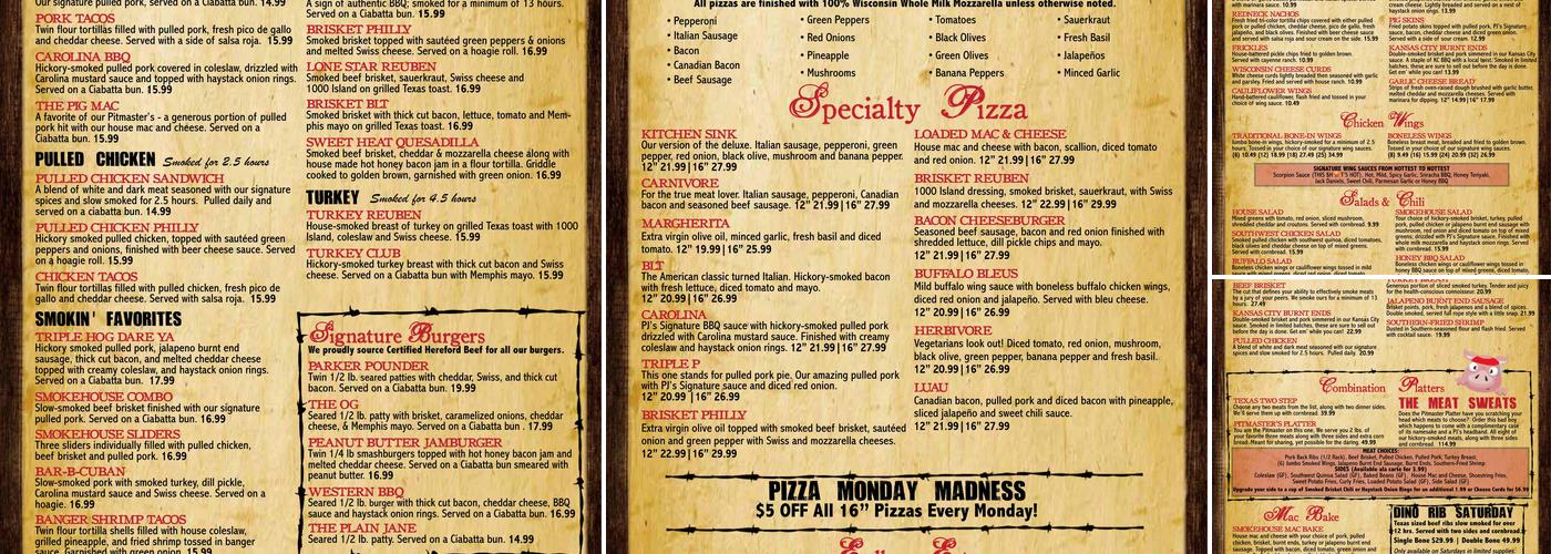 Parker John's BBQ & Pizza Menu