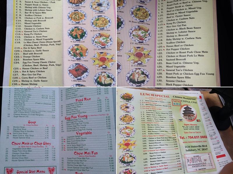 China One Menu