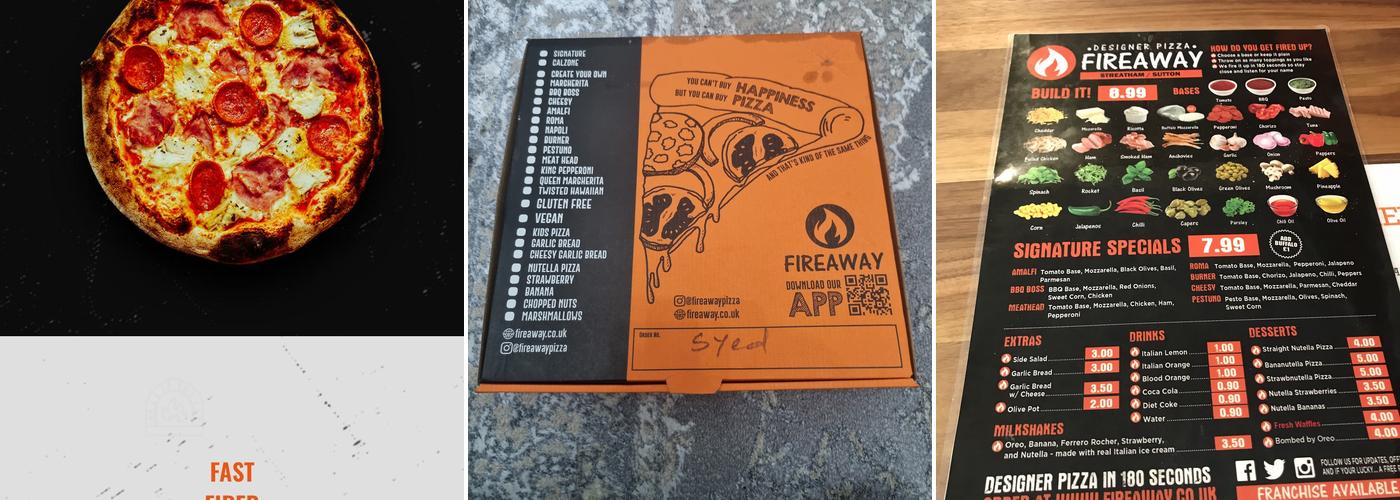 Fireaway Pizza Croydon Menu
