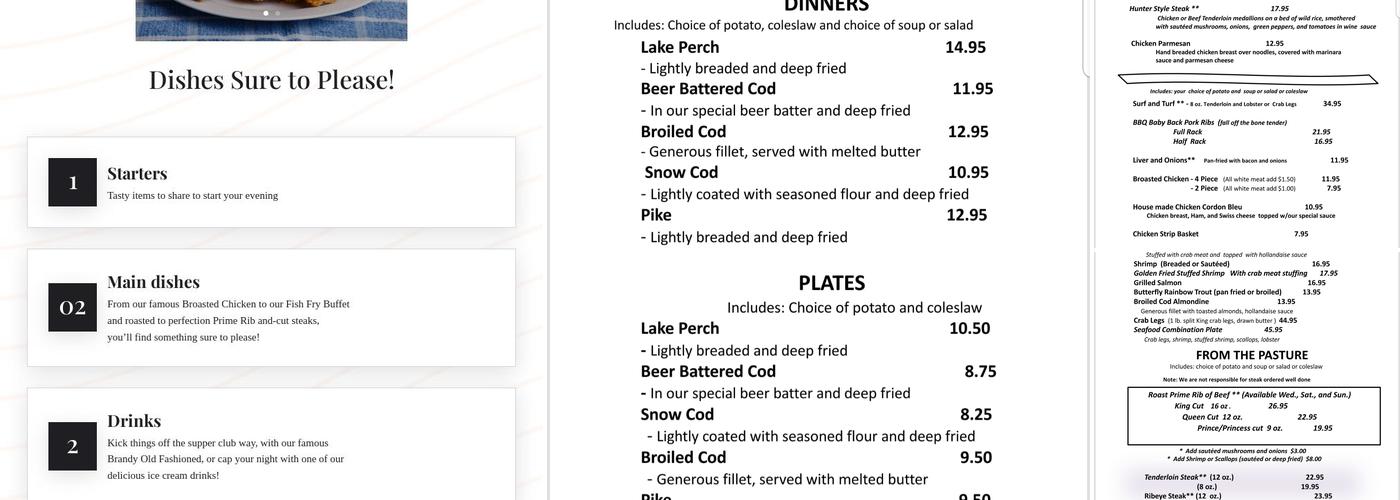 Five Pillars Supper Club - Restaurant and Banquet Halls Menu