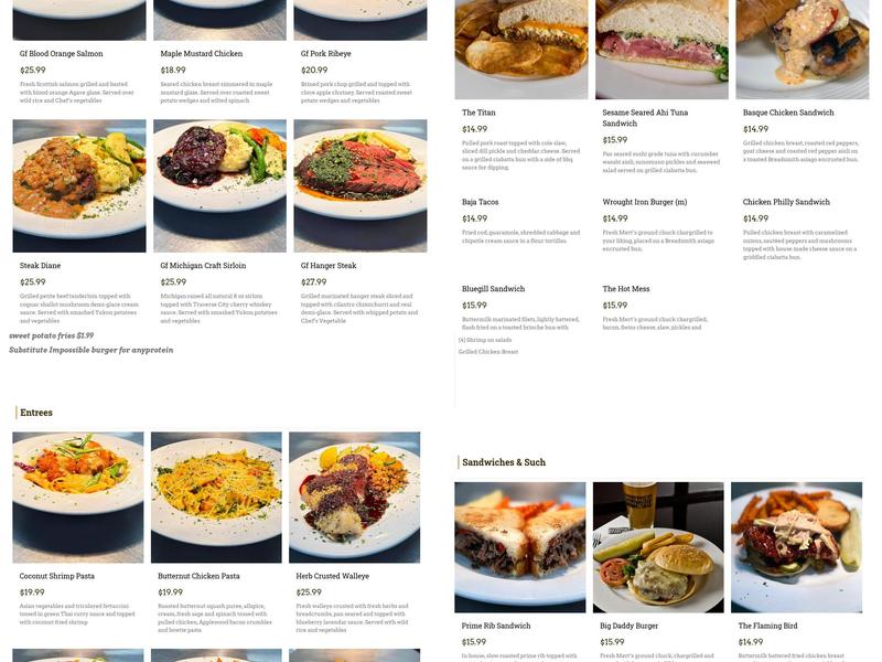 Wrought Iron Grill Menu