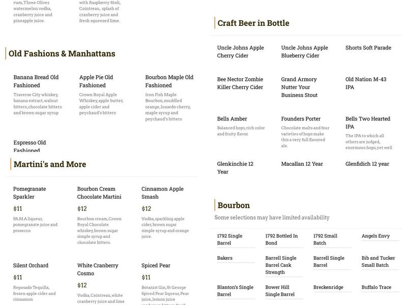 Wrought Iron Grill Menu