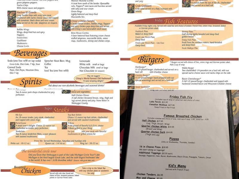 Chissy's Pub & Grill Menu
