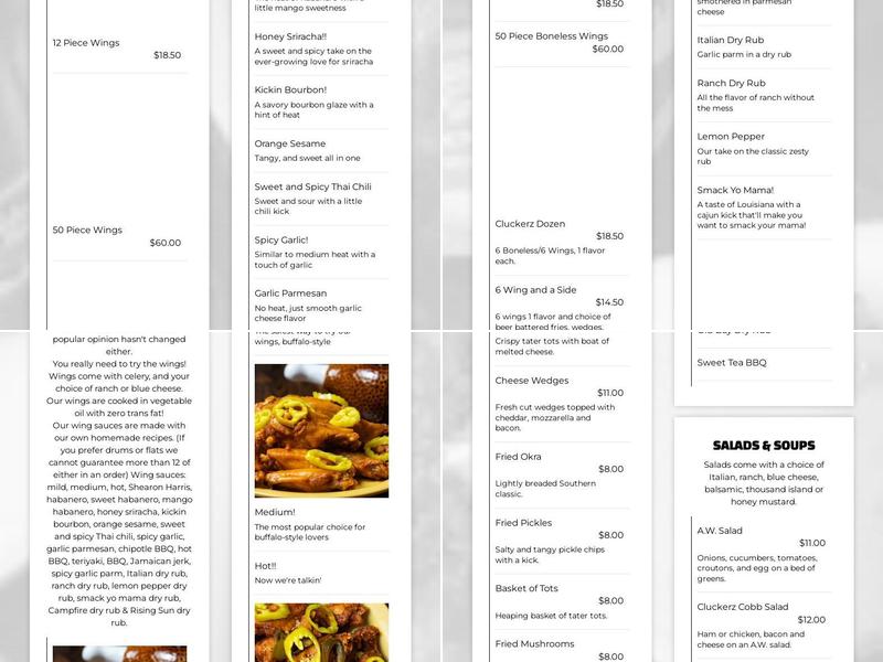 Apex Wings Menu