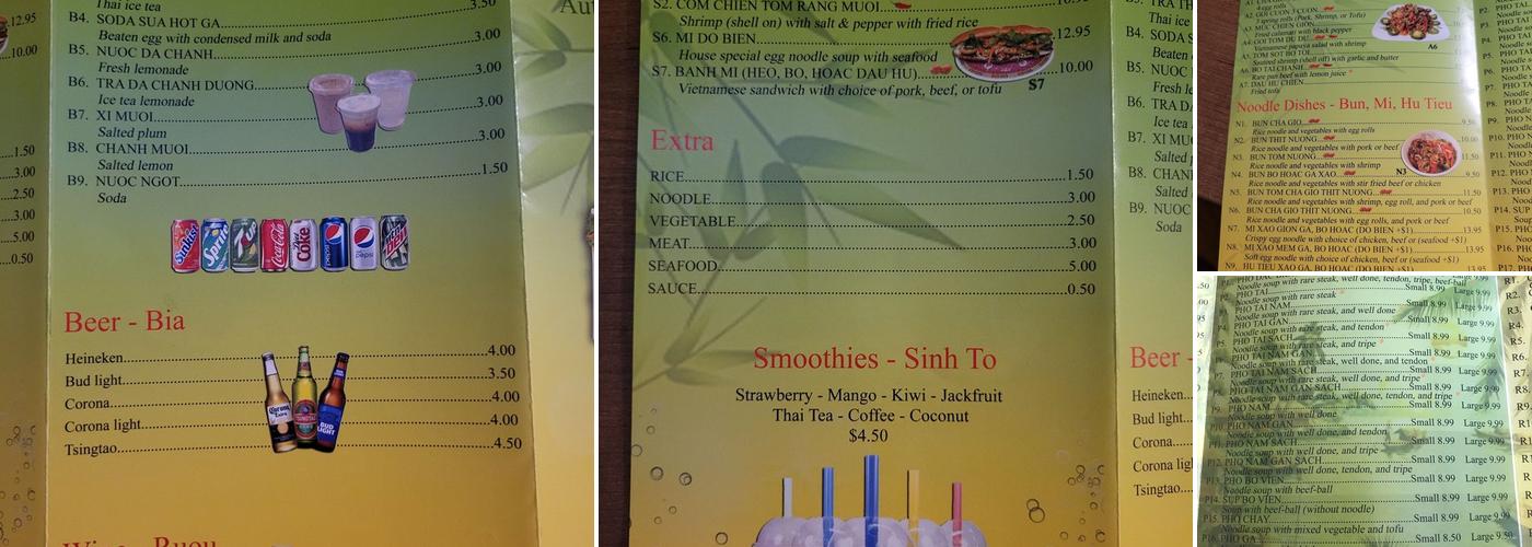 Pho VN Menu