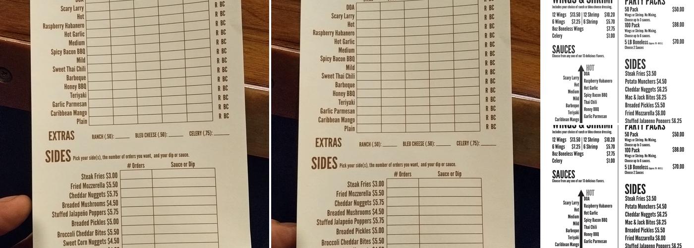 Legend Larry's Menu