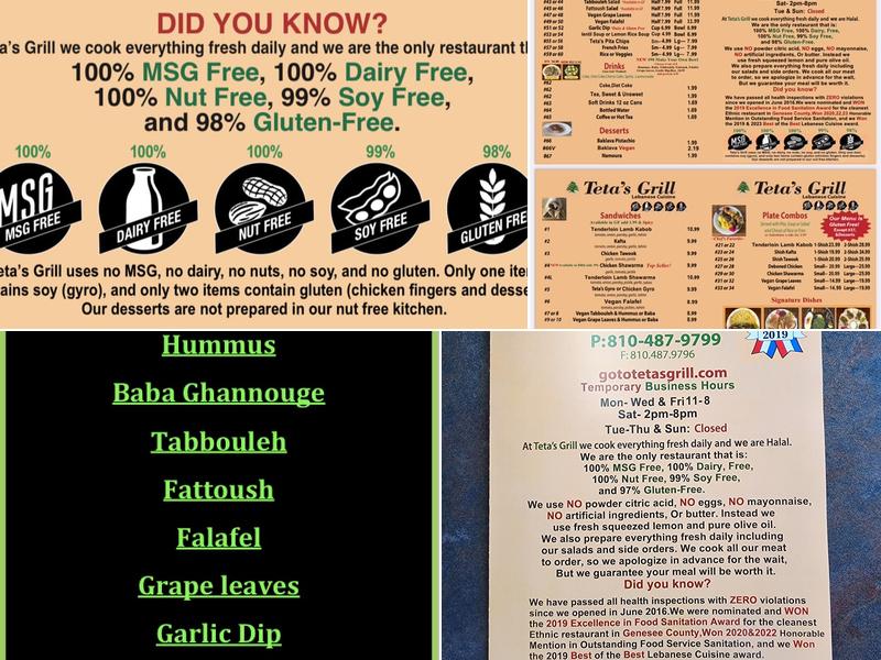 Teta's Grill Lebanese Cuisine Menu