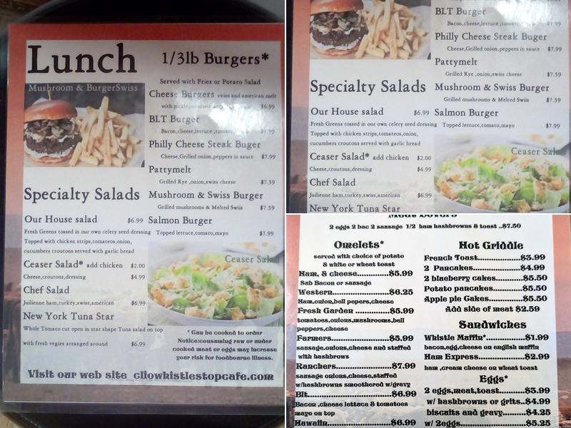 The Whistle Stop Café Menu