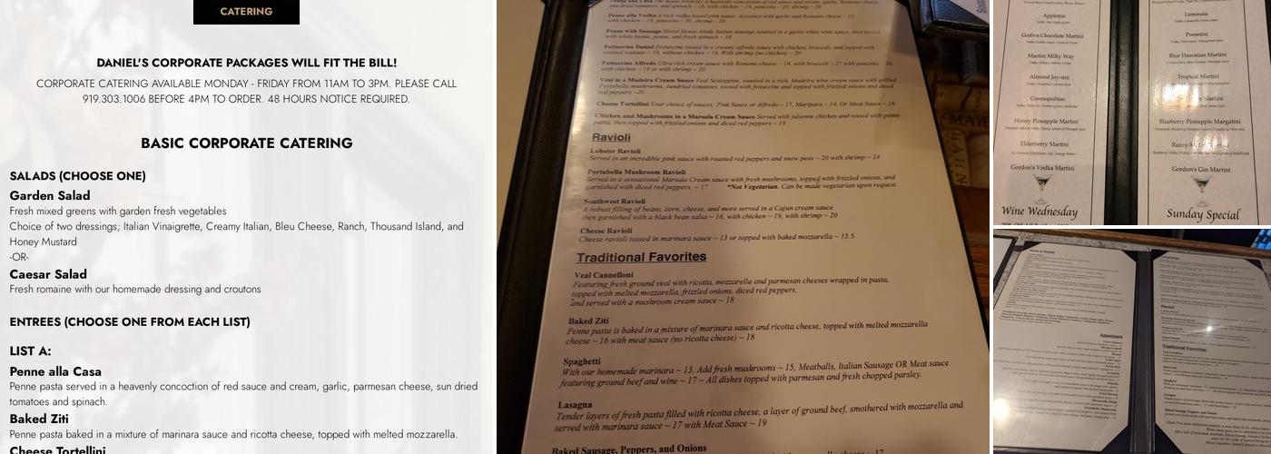 Daniel's Restaurant & Catering Menu