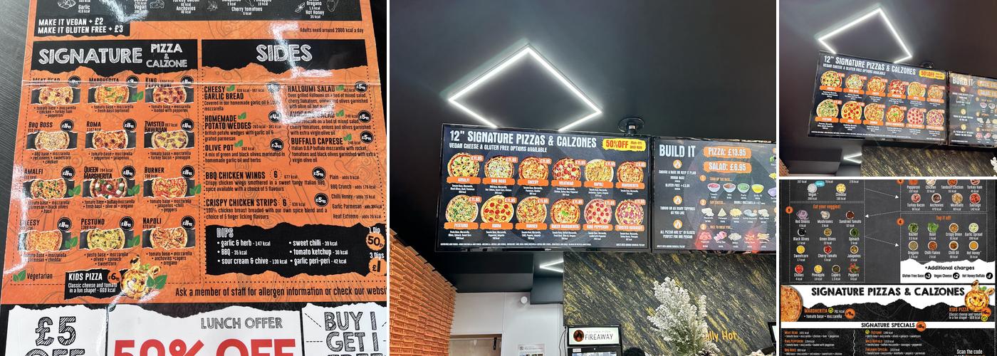 Fireaway Pizza Enfield Menu