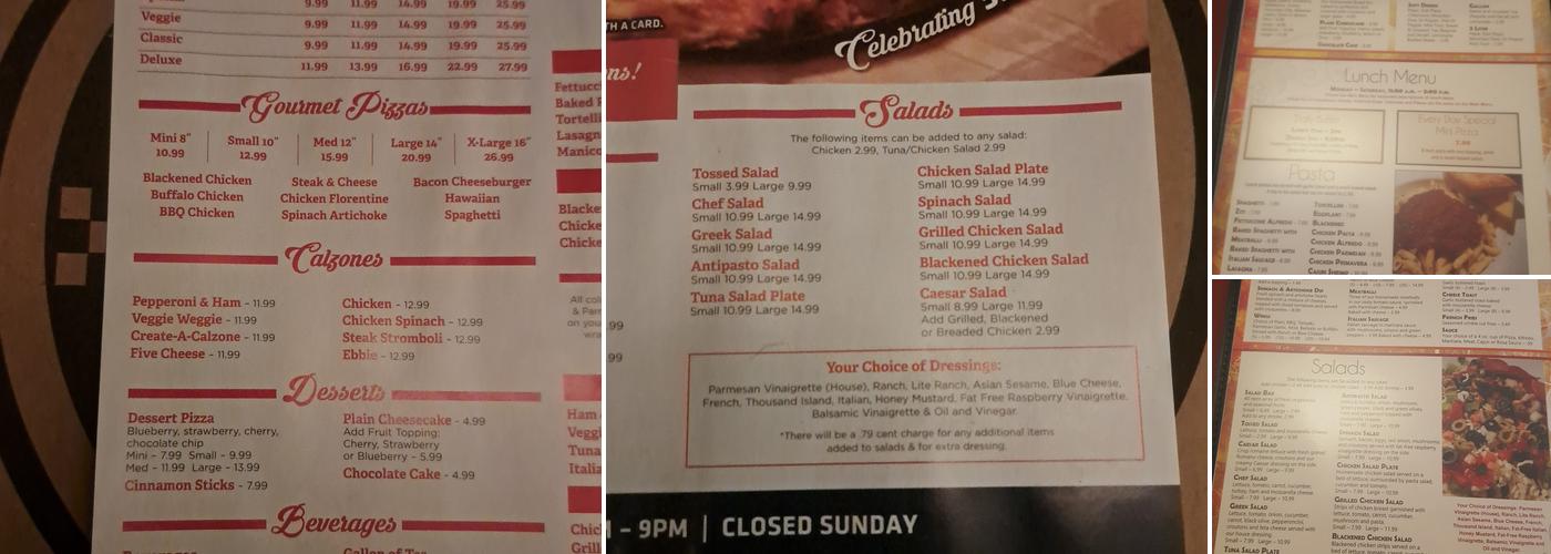 Geppeto's Pizza Menu