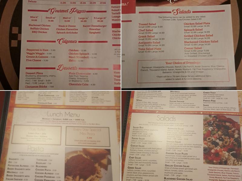 Geppeto's Pizza Menu