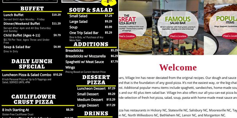 Village Inn Pizza Springs Rd Menu