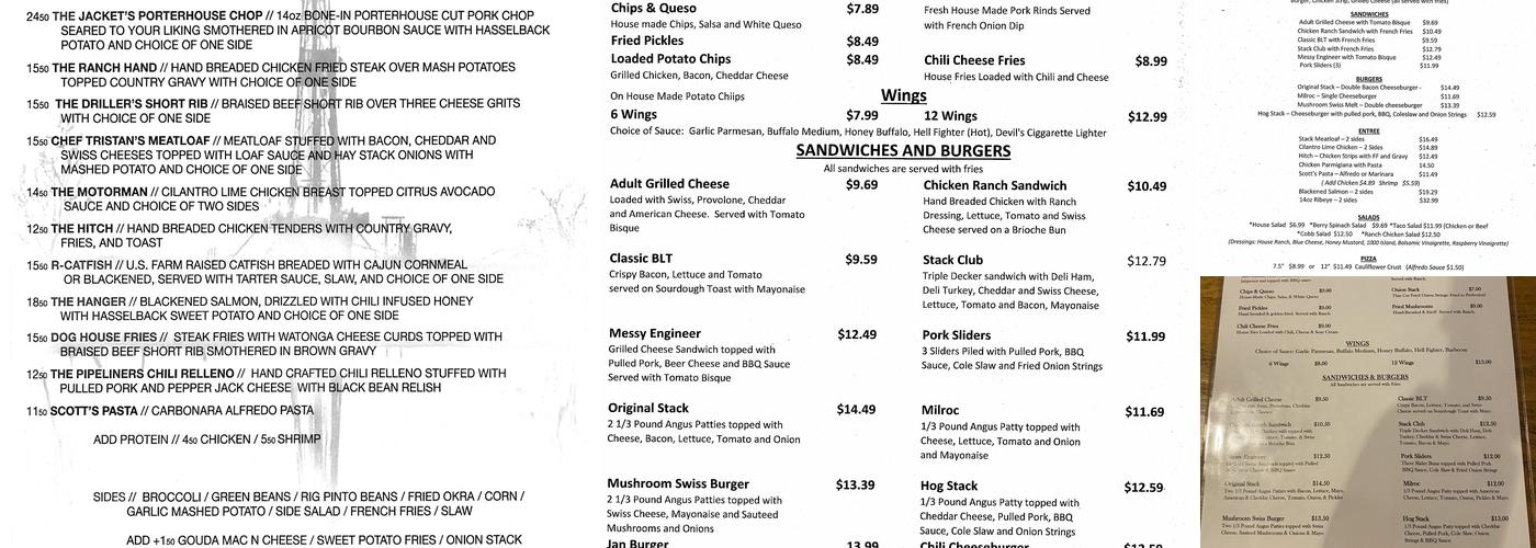 Stack Grill, LLC Menu