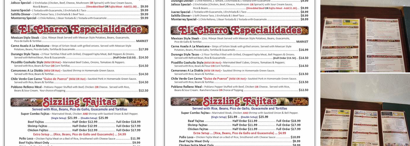 El Charro Menu