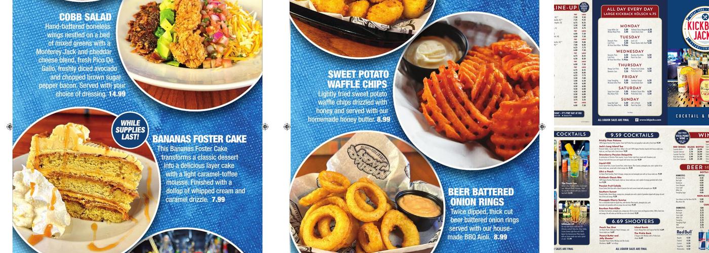 Kickback Jack's Menu