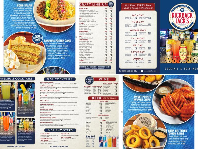 Kickback Jack's Menu