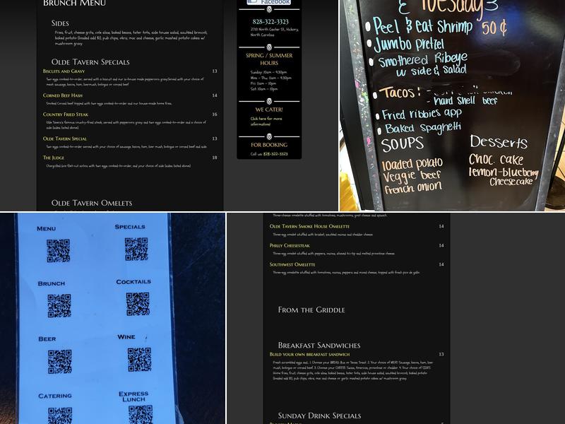 The Olde Tavern Menu