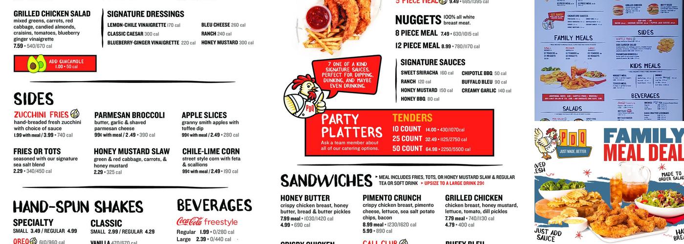 PDQ Chicken Menu