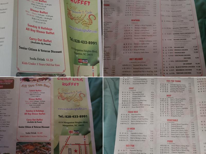 China King Buffet Menu