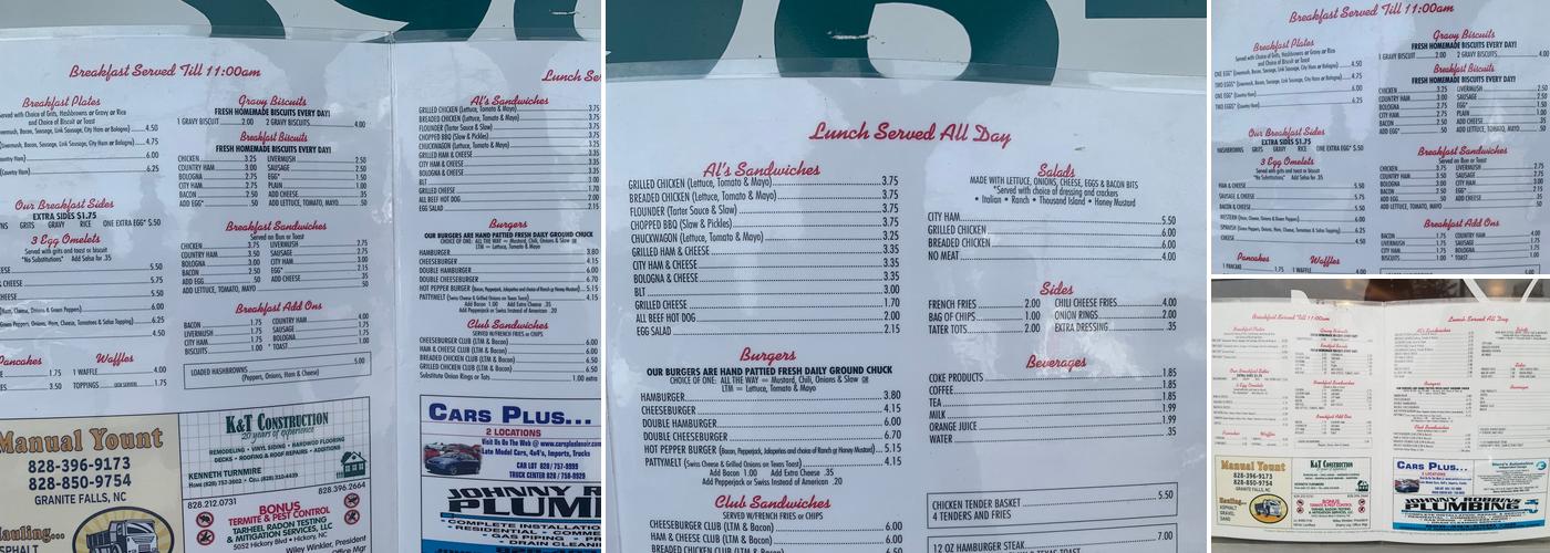 Al's Diner Menu