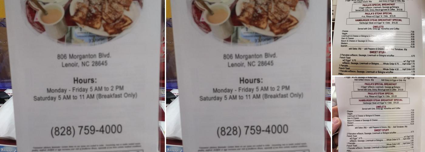 Paula's Diner Menu