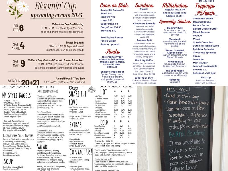 Bloomin Cup Cafe Menu