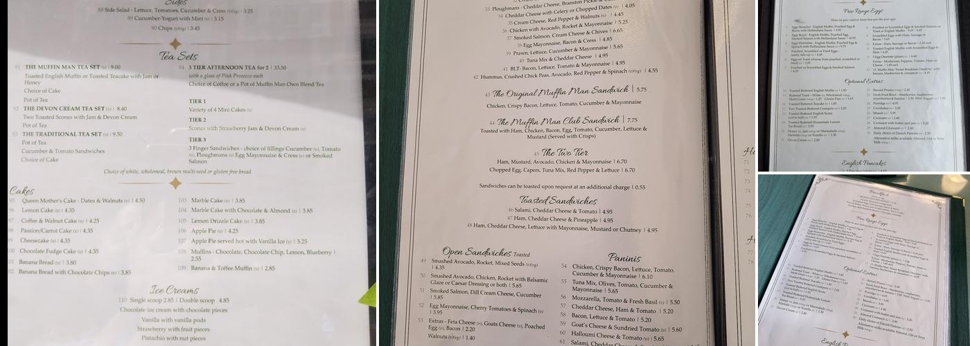 The Muffin Man Tea Shop Menu