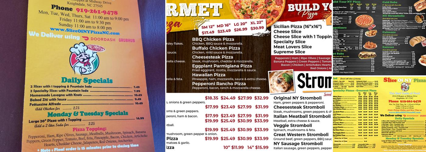 Slice of Ny Pizza Menu