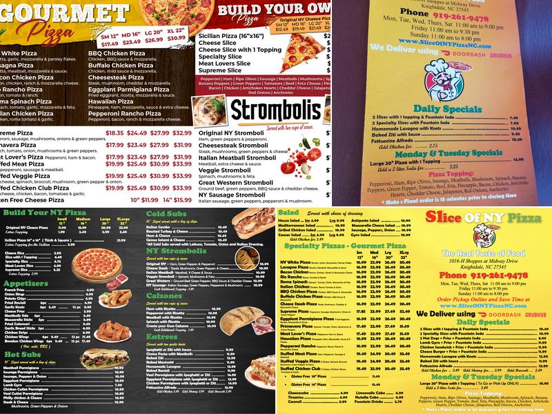 Slice of Ny Pizza Menu