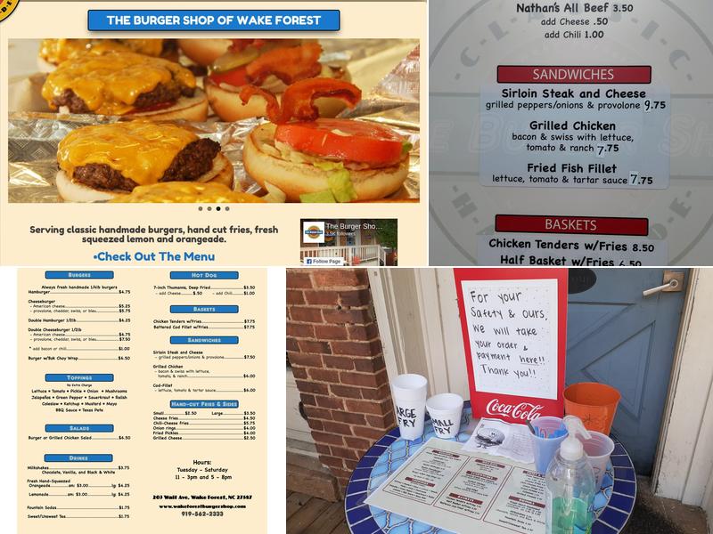 The burger shop. Menu