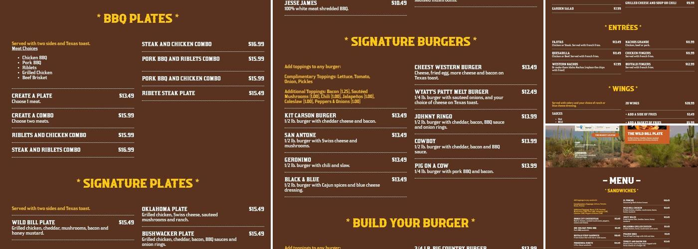 Remington Grill Burgers & BBQ Menu