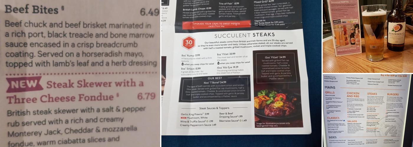 Travellers Rest Beefeater Menu