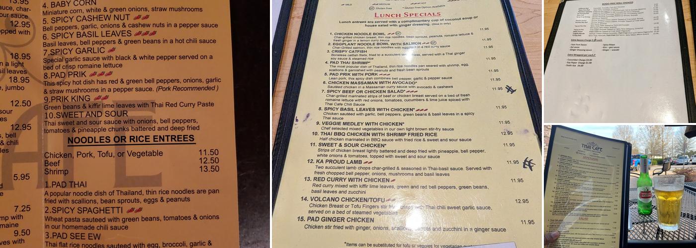 Thai Cafe Menu