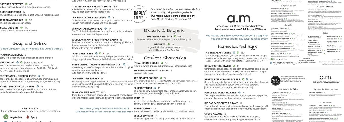 Simply Crêpes Craft Kitchen Raleigh Menu