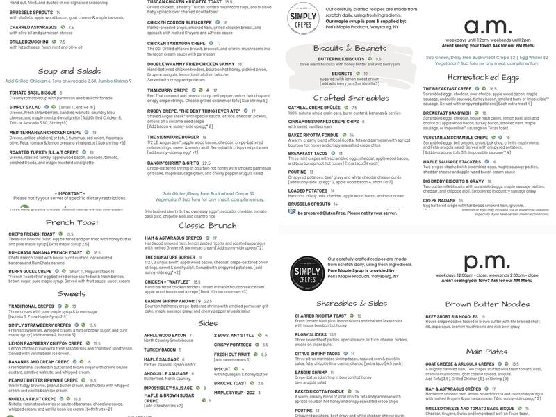 Simply Crêpes Craft Kitchen Raleigh Menu