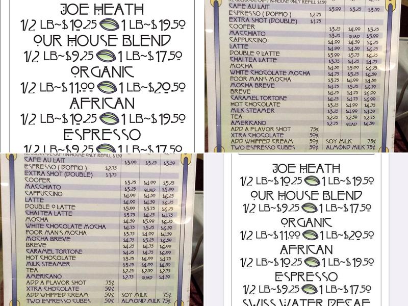 Freedom of Espresso Menu