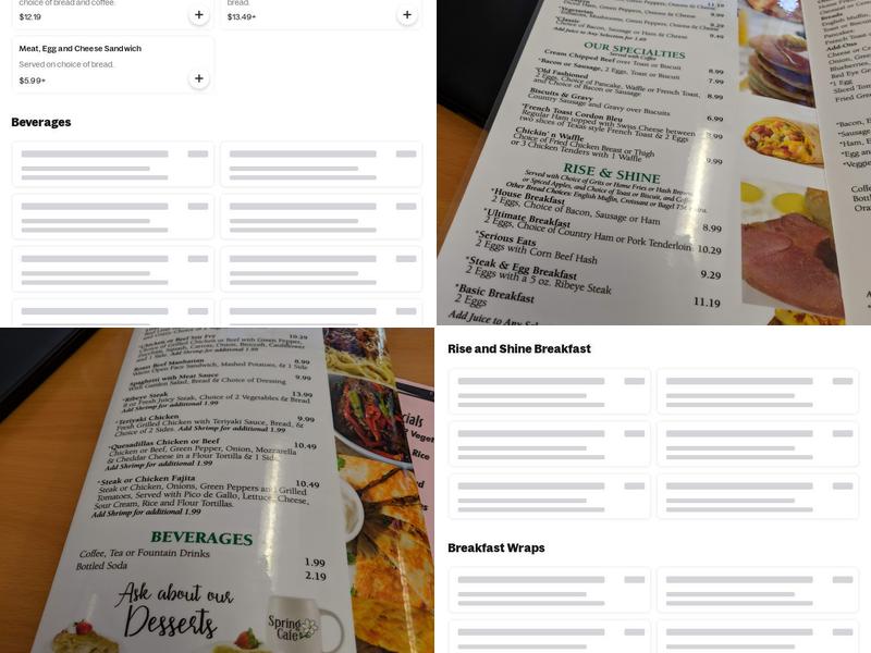 Spring Cafe Menu