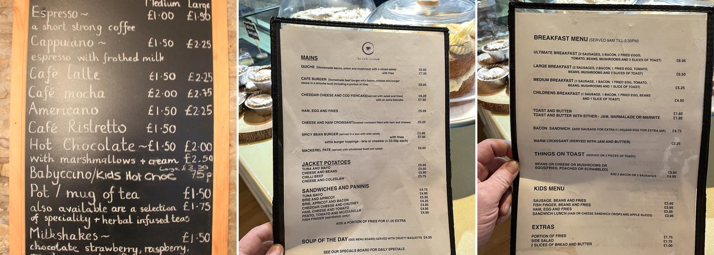 The Cafe Corsham Menu