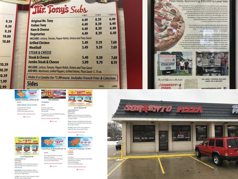 Sam's Sorrento Pizza Menu