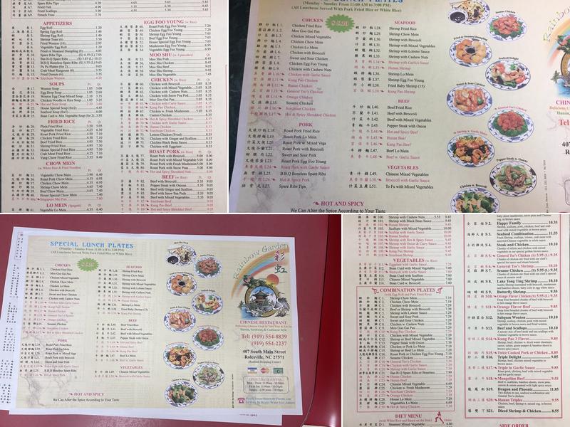 Rainbow Garden Menu