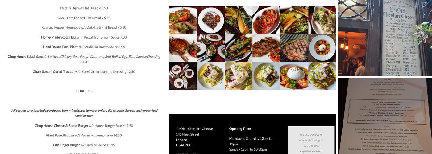 Ye Olde Cheshire Cheese Menu