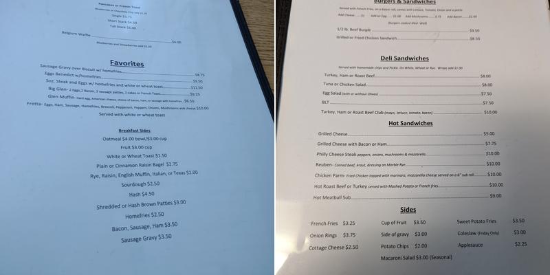 Willow Glen Diner Menu