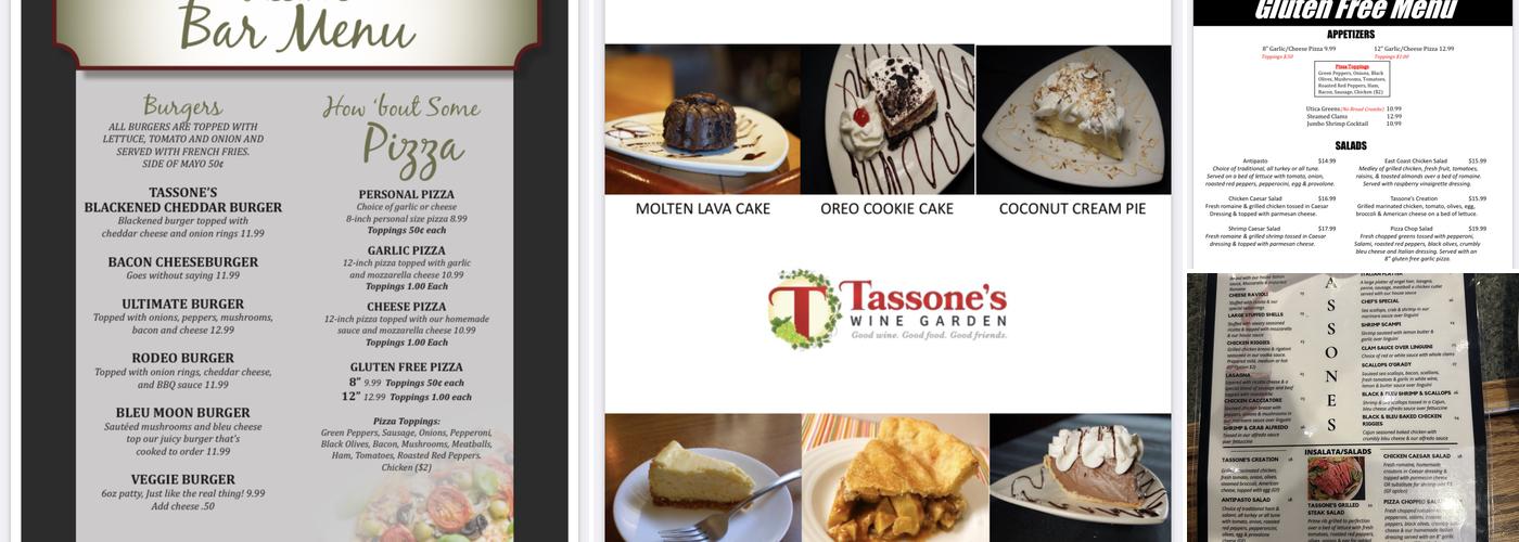 Tassone's Wine Garden Menu