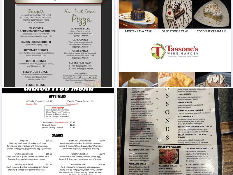 Tassone's Wine Garden Menu