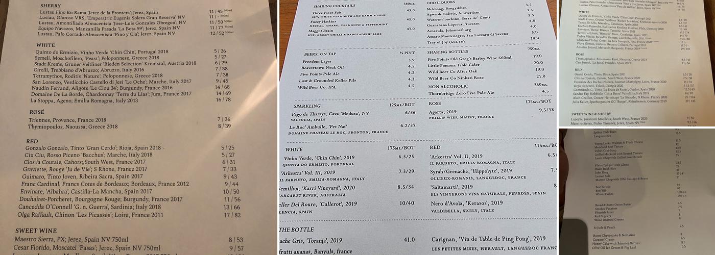 BRAT Restaurant Menu