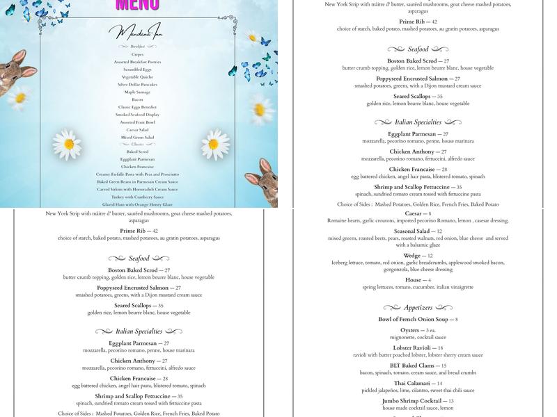 Mandana Inn Menu