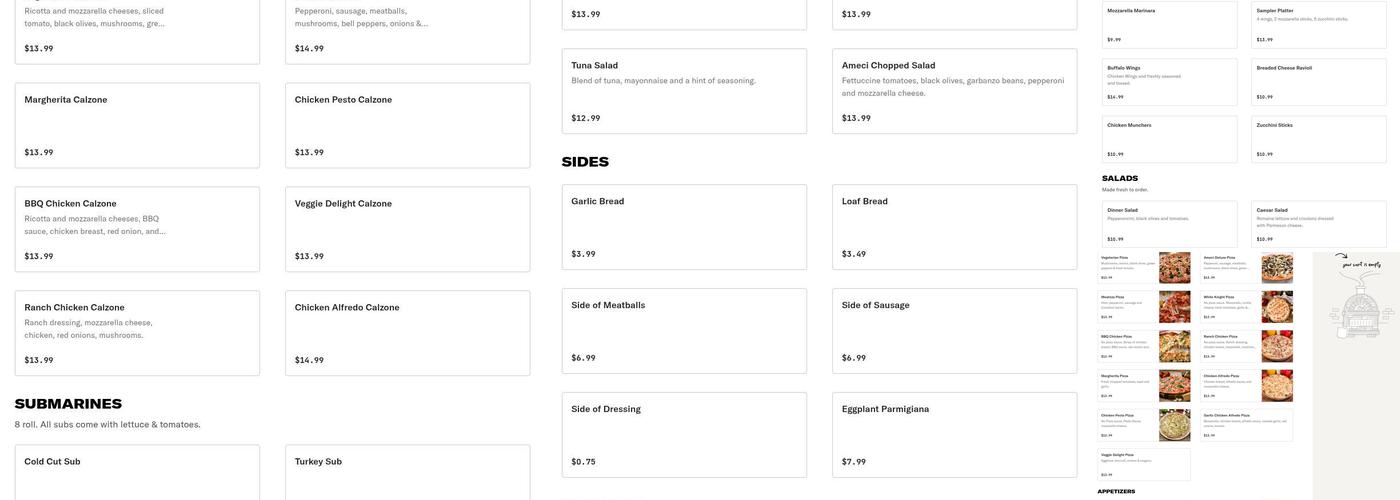 Ameci Pizza & Pasta Menu