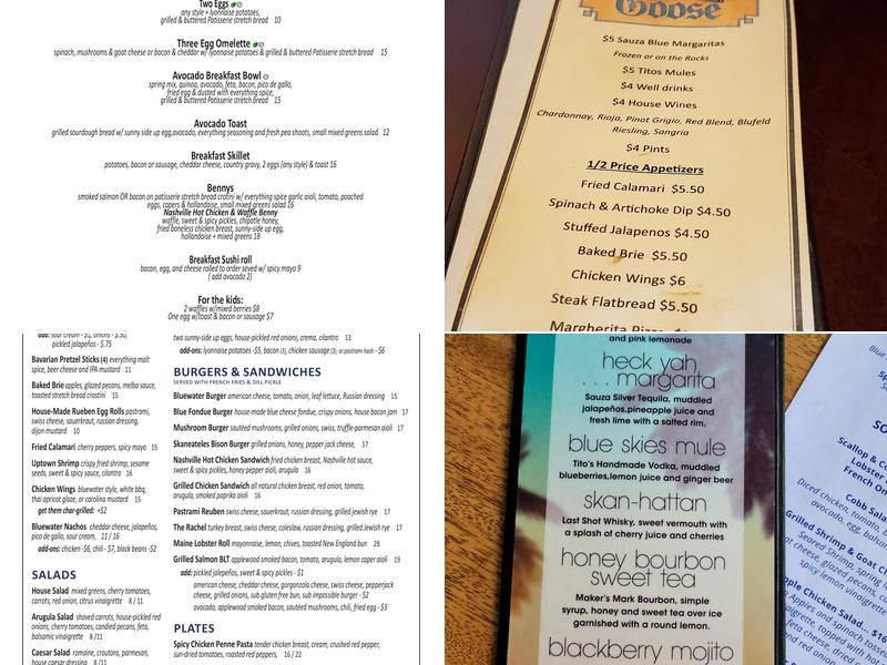 Blue Water Grill Menu