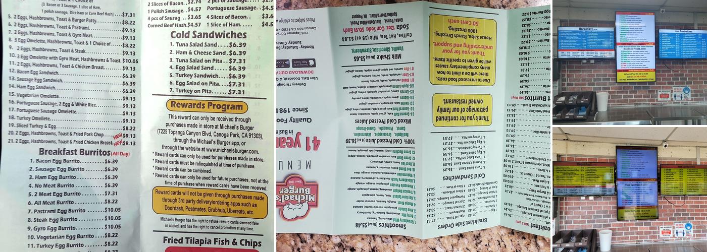 Michael's Burger Menu